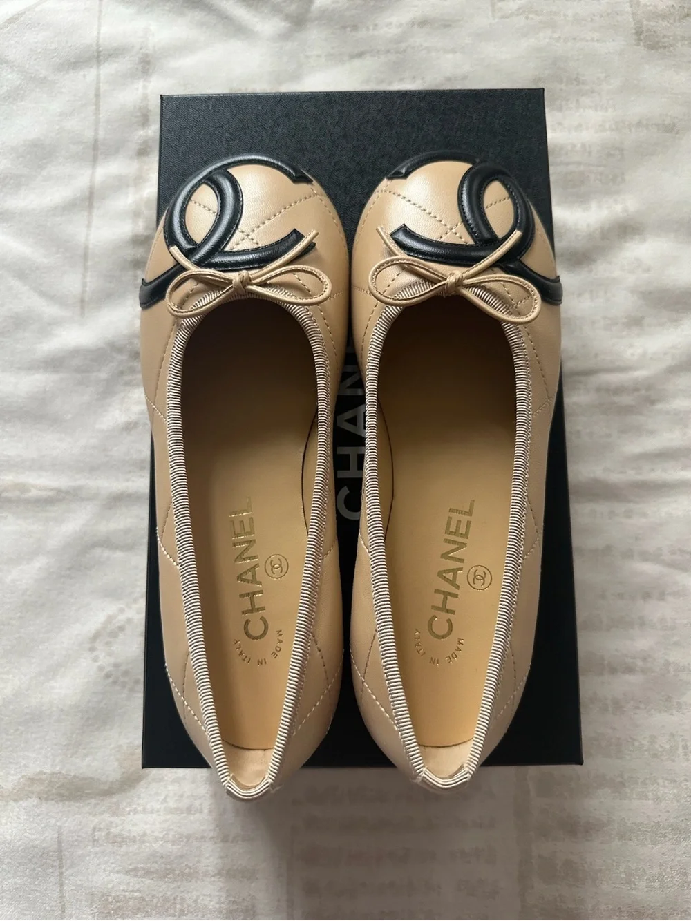 Chanel 26M coco beach Cambon ballet flats Beige color size 36.5